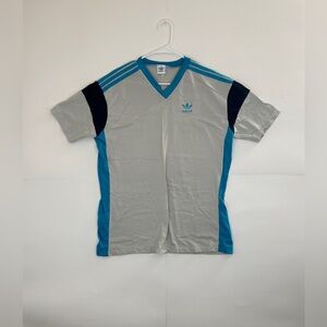 Vintage Adidas T-Shirt 1970s Tri-Color Single Stitch Tee USA Made Size XL READ